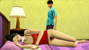 First-ever time Japanese and Korean porn vid with big orbs and unshaved gash